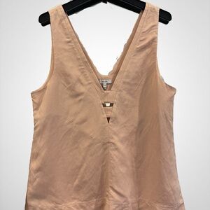 Reiss Blush Pink Sleeveless V-Neck Top | Cut-Out Detail | US 12